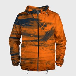 Ветровка с капюшоном мужская Абстрактная оранжевая поверхность и чёрные тени, цвет: 3D-черный