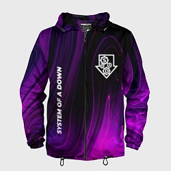 Ветровка с капюшоном мужская System of a Down violet plasma, цвет: 3D-черный