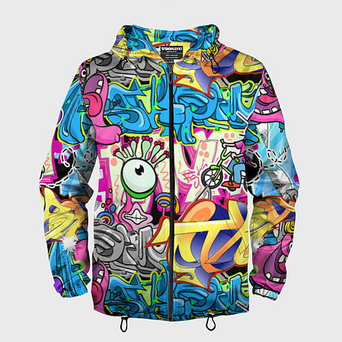 Мужская ветровка Велосипедист и глаз граффити / 3D-Черный – фото 1