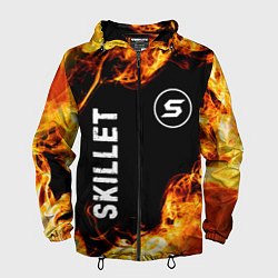 Ветровка с капюшоном мужская Skillet и пылающий огонь, цвет: 3D-черный