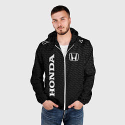 Ветровка с капюшоном мужская Honda карбон, цвет: 3D-белый — фото 2