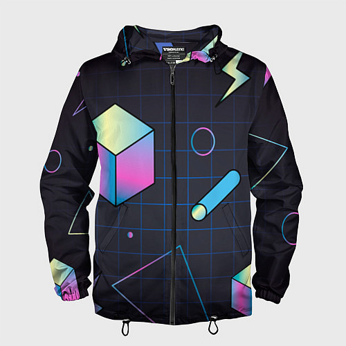Мужская ветровка Геометрические фигуры на темном фоне / 3D-Черный – фото 1