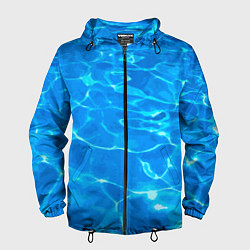 Ветровка с капюшоном мужская Абстрактные волны бассейна - текстура, цвет: 3D-черный