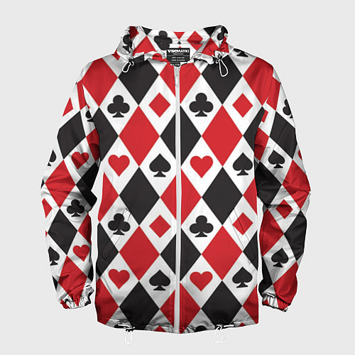 Мужская ветровка Фон из карточных мастей / 3D-Белый – фото 1