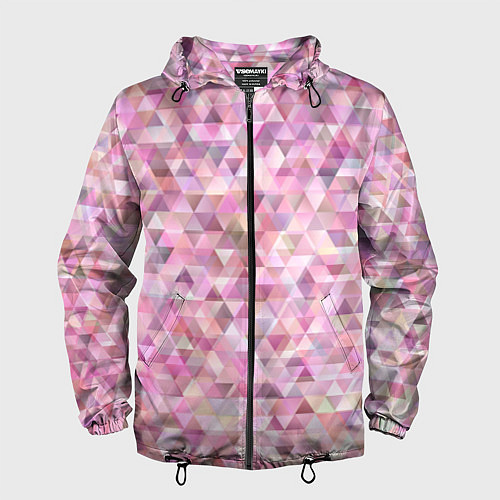 Мужская ветровка Абстрактное множество розовых и фиолетовых треугол / 3D-Черный – фото 1