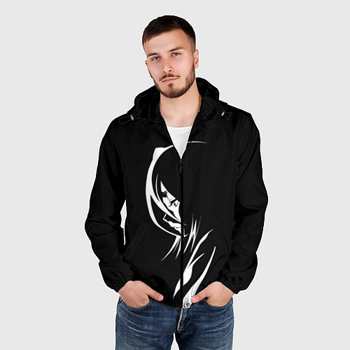 Мужская ветровка Силуэт девушки Кучики Рукия / 3D-Черный – фото 3