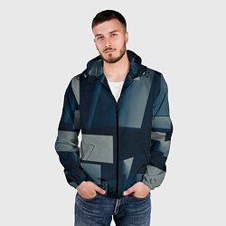 Ветровка с капюшоном мужская Множество объёмных прямоугольников и фигур, цвет: 3D-черный — фото 2