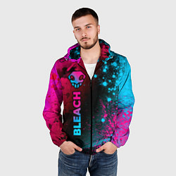 Ветровка с капюшоном мужская Bleach - neon gradient: по-вертикали, цвет: 3D-черный — фото 2
