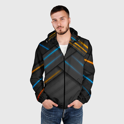 Мужская ветровка Переплетение полос / 3D-Черный – фото 3