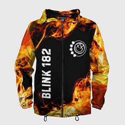 Ветровка с капюшоном мужская Blink 182 и пылающий огонь, цвет: 3D-черный