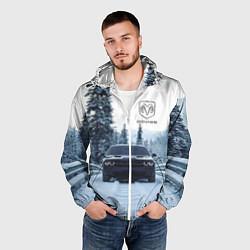 Ветровка с капюшоном мужская Dodge in winter forest, цвет: 3D-белый — фото 2