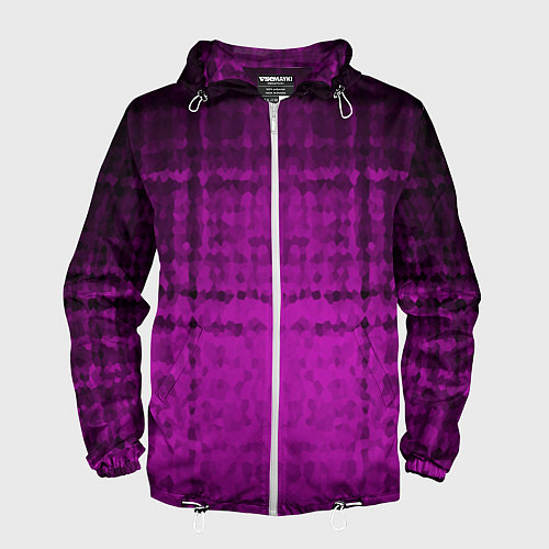 Мужская ветровка Абстрактный мозаичный черно - пурпурный узор / 3D-Белый – фото 1