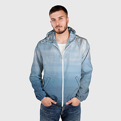 Ветровка с капюшоном мужская Крымское море, цвет: 3D-белый — фото 2