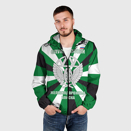 Мужская ветровка Железнодорожные войска ВС РФ / 3D-Черный – фото 3