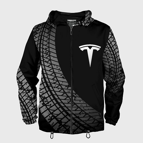 Мужская ветровка Tesla tire tracks / 3D-Черный – фото 1