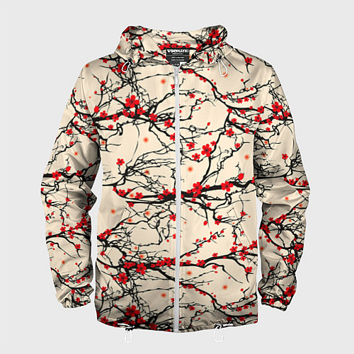Мужская ветровка Sakura flowers / 3D-Белый – фото 1