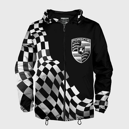 Мужская ветровка Porsche racing flag / 3D-Черный – фото 1