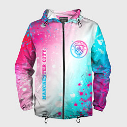 Мужская ветровка Manchester City neon gradient style: надпись, симв