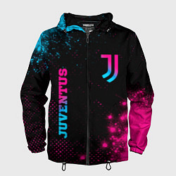 Ветровка с капюшоном мужская Juventus - neon gradient: надпись, символ, цвет: 3D-черный