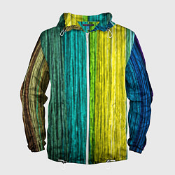 Ветровка с капюшоном мужская Разноцветные полосы материала, цвет: 3D-белый