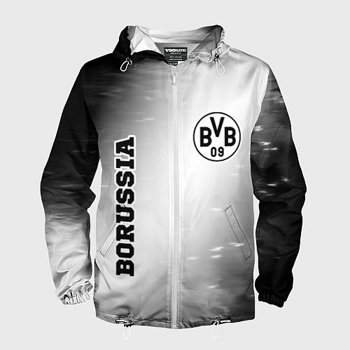 Мужская ветровка Borussia sport на светлом фоне: надпись, символ / 3D-Белый – фото 1
