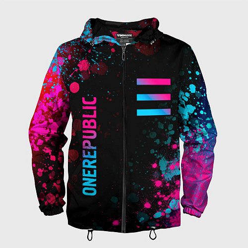 Мужская ветровка OneRepublic - neon gradient: надпись, символ / 3D-Черный – фото 1