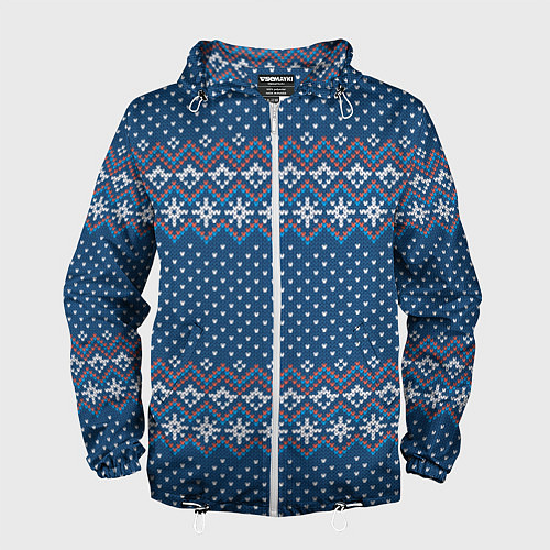 Мужская ветровка Вязанный стиль - классика / 3D-Белый – фото 1