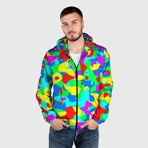 Мужская ветровка Форма маляра - кляксы / 3D-Черный – фото 3