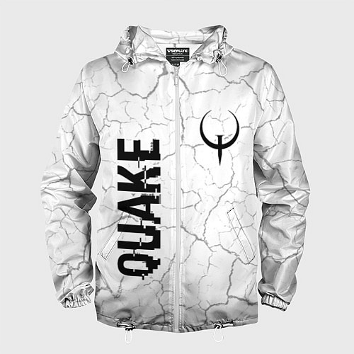 Мужская ветровка Quake glitch на светлом фоне: надпись, символ / 3D-Белый – фото 1