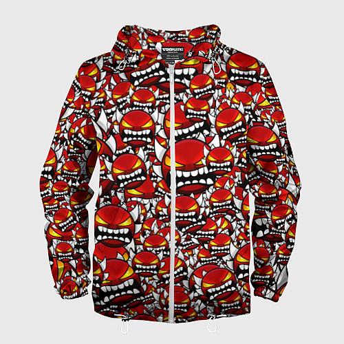 Мужская ветровка Геометри Даш демоны паттерн / 3D-Белый – фото 1