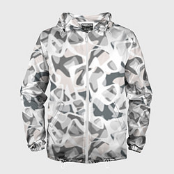 Ветровка с капюшоном мужская Абстрактный пятнистый узор Камуфляж зимний, цвет: 3D-белый