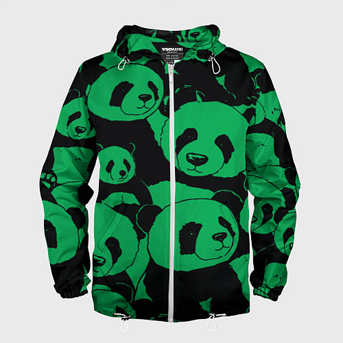 Мужская ветровка Panda green pattern / 3D-Белый – фото 1