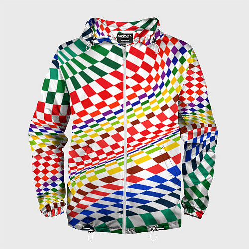 Мужская ветровка Разноцветная оптическая иллюзия / 3D-Белый – фото 1
