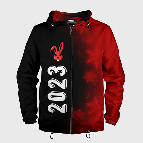 Мужская ветровка 2023 Кролик суровый: по-вертикали / 3D-Черный – фото 1