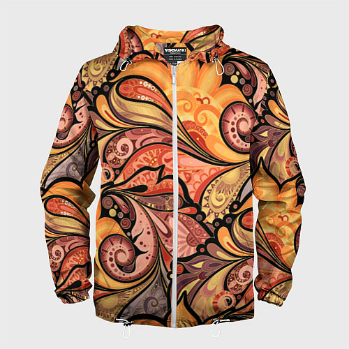 Мужская ветровка Multicolored branching floral patterns / 3D-Белый – фото 1