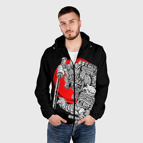 Мужская ветровка Самурай с мечом на черном фоне / 3D-Черный – фото 3