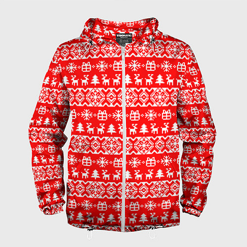 Мужская ветровка New Years winter pattern / 3D-Белый – фото 1