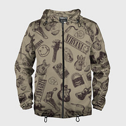 Ветровка с капюшоном мужская Nirvana crash guitar beige, цвет: 3D-черный