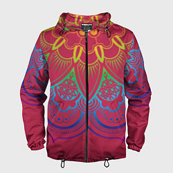 Ветровка с капюшоном мужская Viva magenta mandala, цвет: 3D-черный