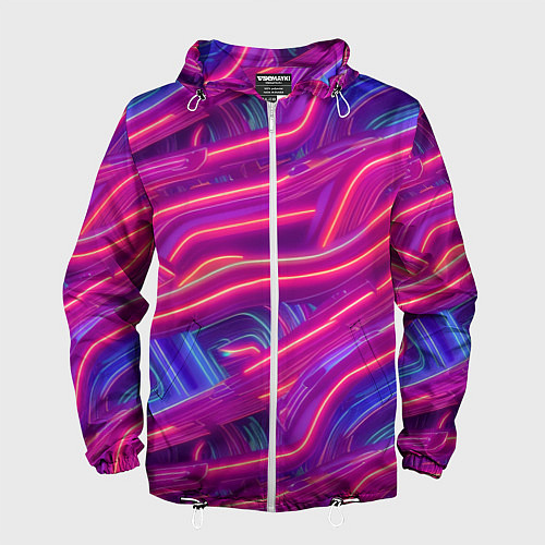 Мужская ветровка Neon waves / 3D-Белый – фото 1