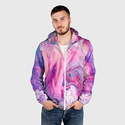 Ветровка с капюшоном мужская Разлитая смешанная краска, цвет: 3D-белый — фото 2
