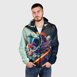 Ветровка с капюшоном мужская Космос в стиле кубизма, цвет: 3D-черный — фото 2