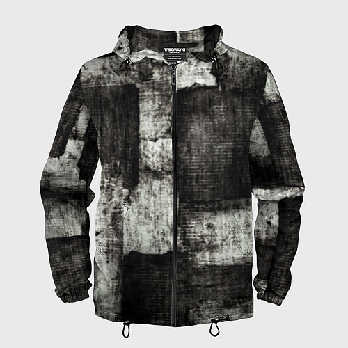 Мужская ветровка Белый и чёрный абстракт / 3D-Черный – фото 1
