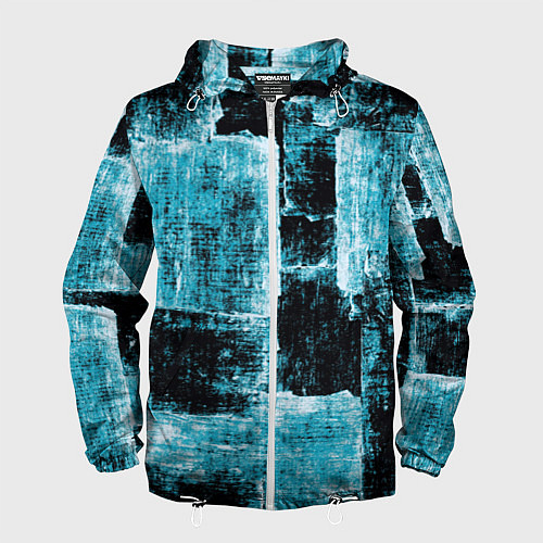 Мужская ветровка Голубой абстракт / 3D-Белый – фото 1