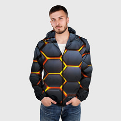 Ветровка с капюшоном мужская Плиты брони, цвет: 3D-черный — фото 2