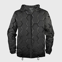 Ветровка с капюшоном мужская Abstraction hexagon grey, цвет: 3D-черный