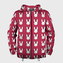 Ветровка с капюшоном мужская Bunny Pattern red, цвет: 3D-черный