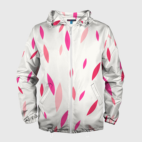 Мужская ветровка Нежный светлый фон и листья в оттенках розового / 3D-Белый – фото 1