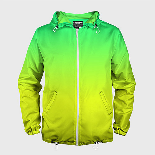 Мужская ветровка Зелено-желтый градиент / 3D-Белый – фото 1