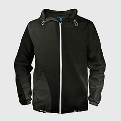 Ветровка с капюшоном мужская Чёрные геометрические металлические листы, цвет: 3D-белый